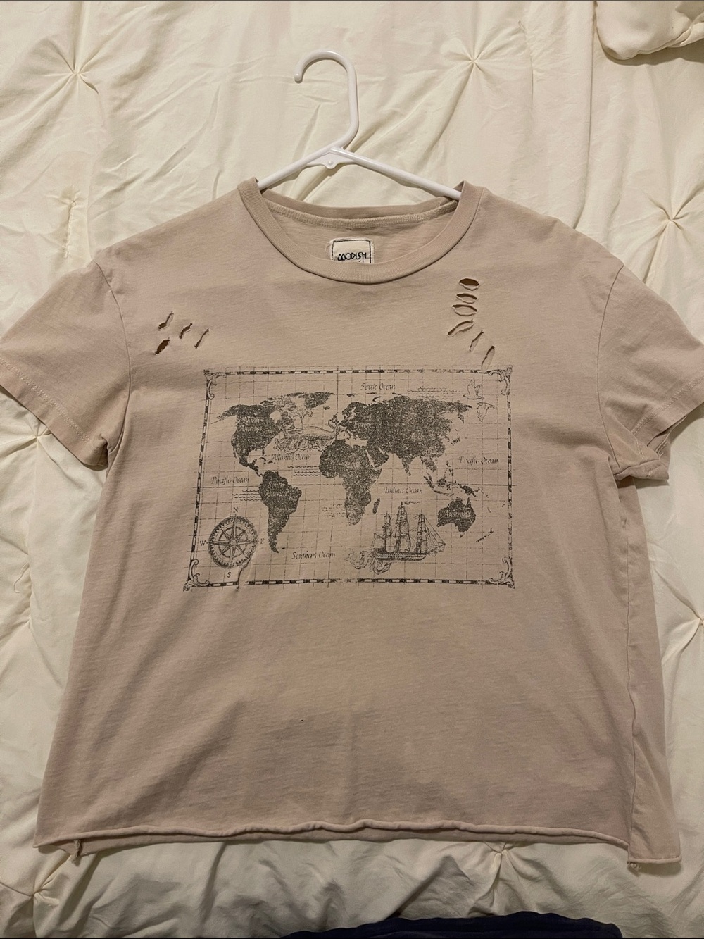 Vintage Map Graphic Tee in Beige